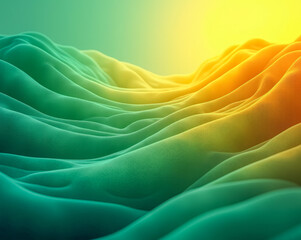 Wall Mural - yellow green waves elements abstract background