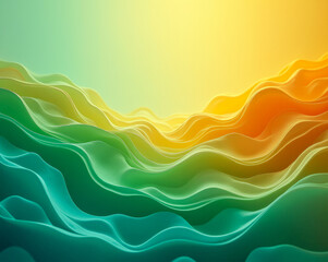 Wall Mural - yellow green waves elements abstract background