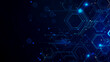 © Azazul - Blue tech background featuring circuit lines and hexagons, vector design for business, technology, or science themes.