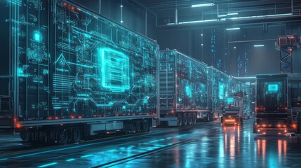 Wall Mural - futuristic logistic hologram