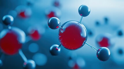 Poster - Chemical structures of red molecules floating in a scientific environment highlighting molecular composition