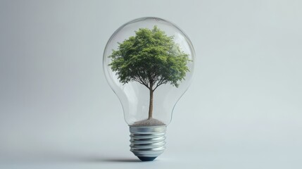 Poster - Tree Growing Inside a Transparent Light Bulb