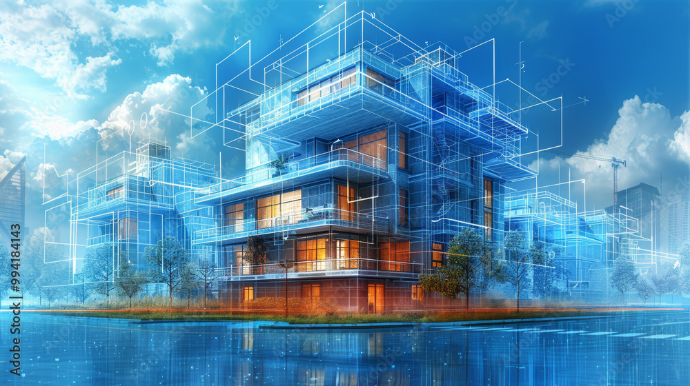 Creating a blueprint for a smart building design, producing an ...