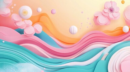 Poster - abstract Japanese design with pastel colors