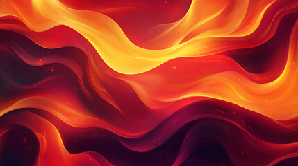 Wall Mural - Abstract Red and Gold Swirling Waves