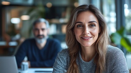 virtual team meeting via webcam featuring discussion between female employee and male colleague showcasing remote work collaboration and online video communication in a business setting