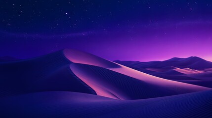 Purple dunes at night, a purple and blue gradient sky