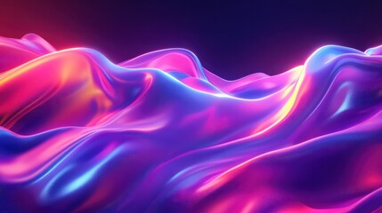 Poster - Colorful abstract 3D waves of fluid neon liquid.