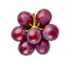 top view red grape fruit isolated on white background