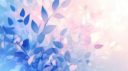 Light pink and blue vector template featuring leaves on a blurred abstract background with a gradient Vibrant pattern suitable for children s books