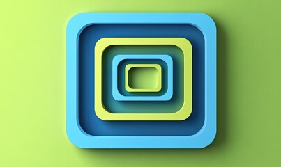 Poster - Fantasy EPS10 2D cartoon design featuring a geometric rounded square with overlapping blue frames against a green background