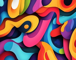 Poster - Vibrant geometric backdrop featuring an energetic arrangement of shapes 2D cartoon graphics in EPS10 format