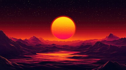 Wall Mural - futuristic art illustration of a sun in a dark space environment created in eps10 format