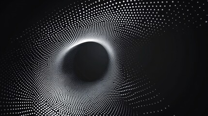Poster - Abstract halftone dotted circle in perspective view Concept of a spiral universe design
