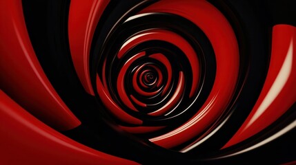 Poster - Abstract Motion Graphic Animation Background of Black Swirling Lines on Red Background