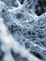 Poster - Futuristic 3D rendered organic abstract backdrop featuring a conceptual structure crafted from particles and interconnected lines
