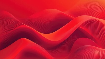 Poster - Red digital backdrop featuring flowing curved lines Illustration