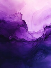 Poster - Violet Mist Fantasy Design Dark Fluid Subtlety Alcohol Ink with Ethereal Glow Pink Smoky Texture Surreal Violet Atmosphere Dreamy Violet Fog