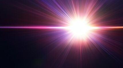Poster - Realistic lens flare light effect with stunning rays illuminating a dark background