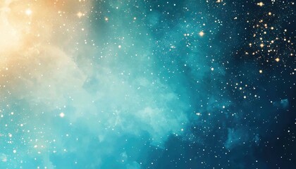 Canvas Print - turquoise vibrant and soft gradient backdrop featuring stars and stardust effects in a dreamy illust