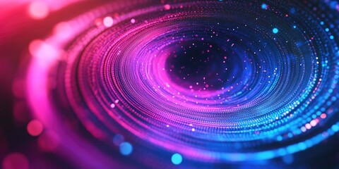 Poster - Abstract neon background featuring shimmering circles and particles creating a visually captivating illustration