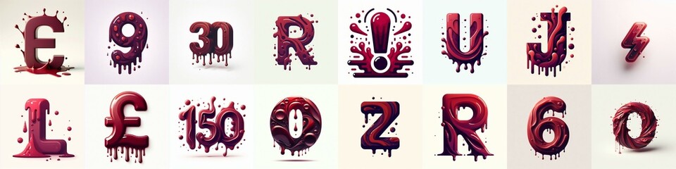 Wall Mural - Maroon color Lettering Typeface. AI generated illustration