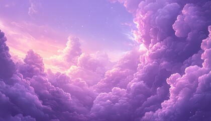 Poster - Fantasy illustration featuring a soft purple cloud background Digital artwork suitable for banners presentations flyers posters web design and invitations