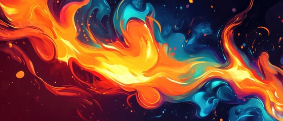 Vibrant flame themed background design Artistic flame effects suitable for applications beneath layouts Ideal for festive cards 2D cartoon illustration style