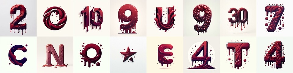 Wall Mural - Maroon color Lettering Typeface. AI generated illustration