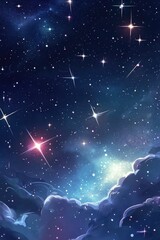 Wall Mural - astrology themed horizontal backdrop featuring a starry universe with bright stars against a dark sp