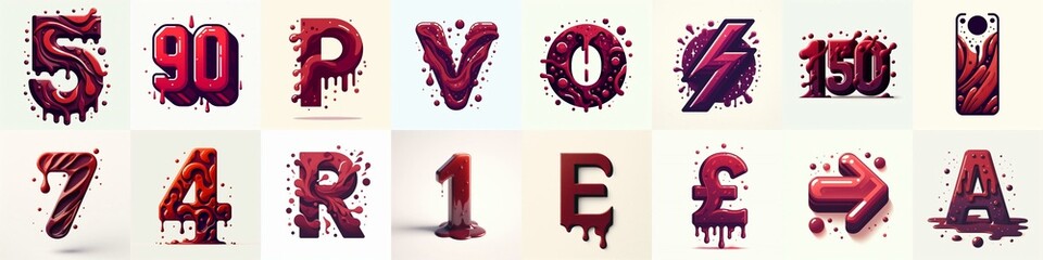 Wall Mural - Maroon color Lettering Typeface. AI generated illustration