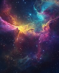 Wall Mural - vivid deep space nebula featuring a multicolored starfield infinite cosmic backdrop showcasing star 