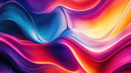 Poster - Vibrant multicolored abstract background featuring fluid curves and a textured design resembling a creative blend of bright fantasy elements with a wavy gradient