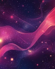 Poster - Dark pink 2D cartoon layout featuring cosmic stars A glowing illustration with sky stars on an abstract template Design for futuristic advertisements or booklets