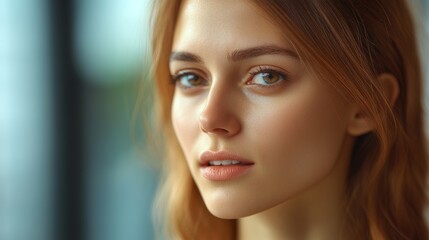 Poster - Close-up Portrait of a Young Woman with Blonde Hair