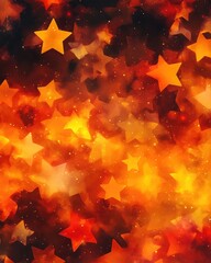 Poster - Dark orange 2D cartoon cover featuring abstract stars Blurred decorative design in a minimalist style ideal for advertisements posters and banners