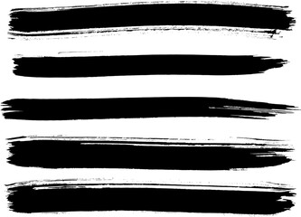 Poster - Black ink brush stroke set. Collection of black brush strokes, isolated
