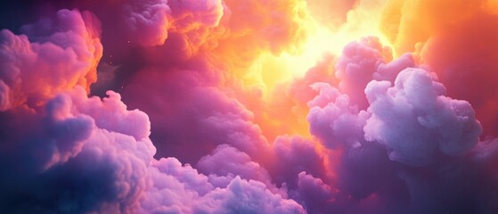 Poster - Abstract multicolored clouds create a dynamic background with a fluid explosion effect in this 3D illustration