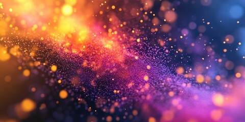 Poster - Colorful abstract particles in a 3D rendered background creating a vibrant and dynamic visual experience