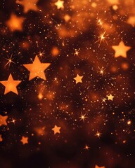 Poster - Dark orange 2D cartoon cover featuring abstract stars Blurred decorative design in a minimalist style ideal for advertisements posters and banners