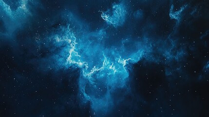 Poster - Translucent blue nebulae amidst a starry sky in the Milky Way galaxy