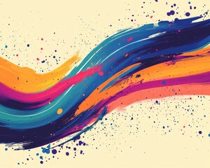 Aufkleber - Vibrant and colorful wavy abstract design featuring brush stroke graphics and artistic splashes providing a textured background with ample space for text