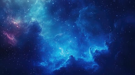 Poster - Bright blue sky and space backdrop featuring a galaxy with clouds and nebula stars in a dark winter night and a colorful universe filled with stardust and the Milky Way
