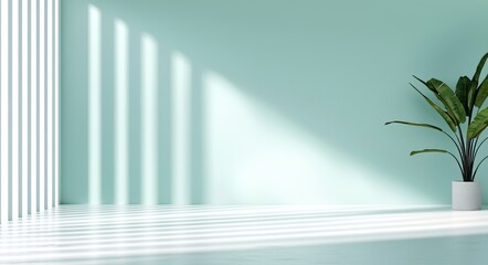 Poster - an abstract light blue background with shadows and light from windows on a plaster wall is used for 