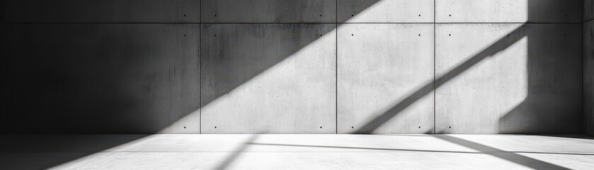 Poster - This minimalist concrete wall features subtle texture and shadow play, presenting a sleek and modern background for industrial design elements.
