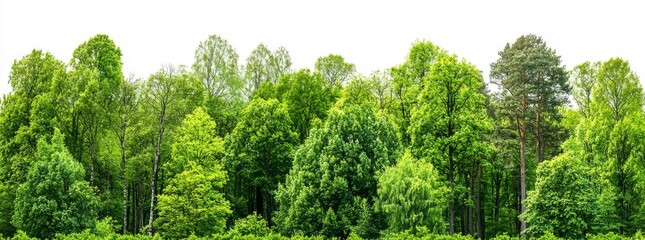 the cutout tree line has forest and green foliage in summer. trees and shrubs isolated on a transpar