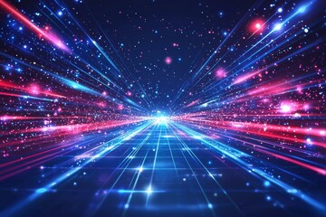 Aufkleber - A futuristic line background with light effects, an abstract future technology concept design scene illustration
