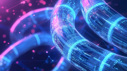 Poster - the background of a data transfer is illuminated by data cables
