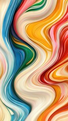 Poster -   Red, yellow, blue, green, orange, white wavy lines on multicolored background