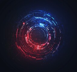 Poster - Digital hologram screen on black background created with generative stock technology in futuristic style